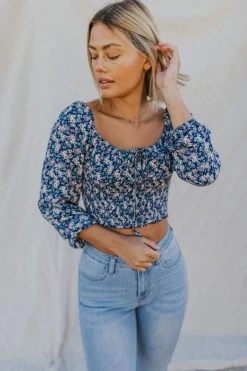 Henly *Kelly K Floral Crop In Navy SALE