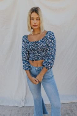 Henly *Kelly K Floral Crop In Navy SALE