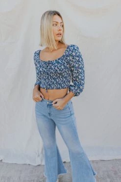 Henly *Kelly K Floral Crop In Navy SALE