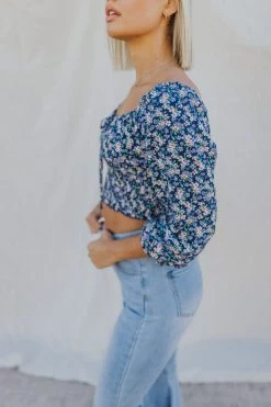 Henly *Kelly K Floral Crop In Navy SALE