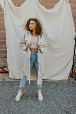 Henly Free People Long Ruby Jacket In Stone Jackets/Shackets/Blazers