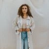 Henly Free People Long Ruby Jacket In Stone Jackets/Shackets/Blazers