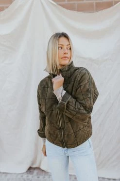Henly Free People Dolman Quilted Knit Jacket In Dusted Military Jackets/Shackets/Blazers