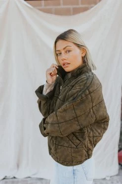 Henly Free People Dolman Quilted Knit Jacket In Dusted Military Jackets/Shackets/Blazers
