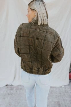 Henly Free People Dolman Quilted Knit Jacket In Dusted Military Jackets/Shackets/Blazers