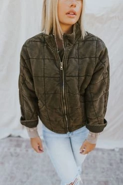 Henly Free People Dolman Quilted Knit Jacket In Dusted Military Jackets/Shackets/Blazers