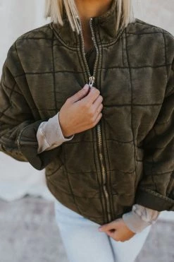 Henly Free People Dolman Quilted Knit Jacket In Dusted Military Jackets/Shackets/Blazers