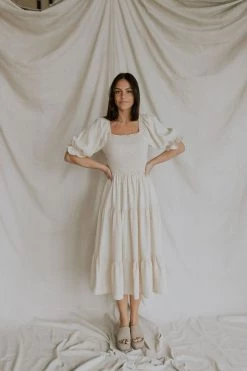 Henly Dresses Picnic In The Park Midi In Oatmeal