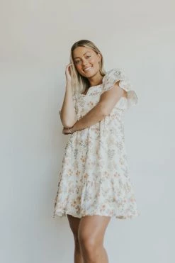 Henly Fleur Gauze Dress In Ivory Dresses