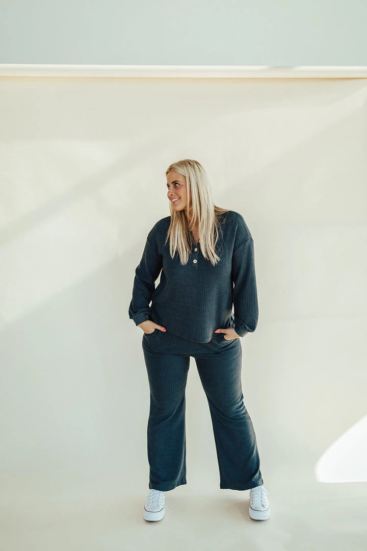 Henly SETS Lennox Waffle Henley Set In Navy