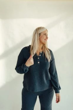 Henly SETS Lennox Waffle Henley Set In Navy