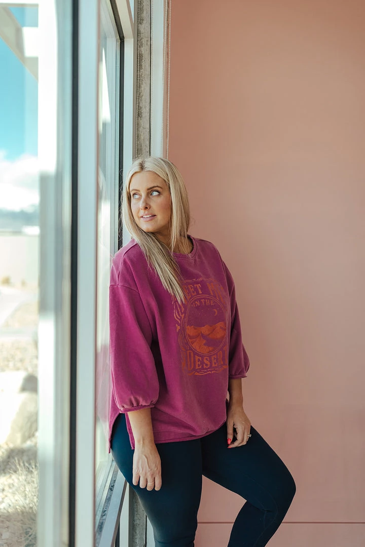 Henly Sweaters Meet Me In The Desert Sweatshirt In Magenta