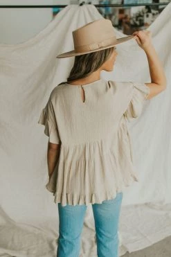 Henly Tops Kancan Tiered Peplum In Taupe
