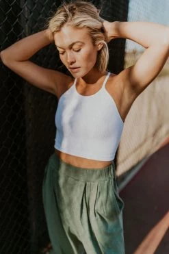 Henly Free People Happiness Runs Crop In White Loungewear