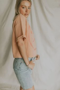 Henly Smile Crop In Apricot Graphics