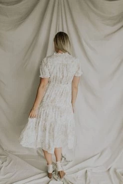 Henly Dresses Darcy Floral Pleated Midi In Taupe