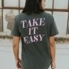 Henly Take It Easy Graphic Tee In Charcoal Graphics