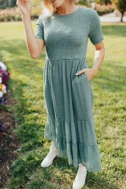 Henly Bridgette Smocked Dress In Jade