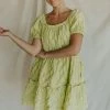 Henly Astrid Babydoll Dress In Lime Sherbet