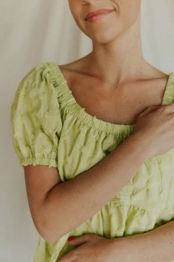 Henly Astrid Babydoll Dress In Lime Sherbet