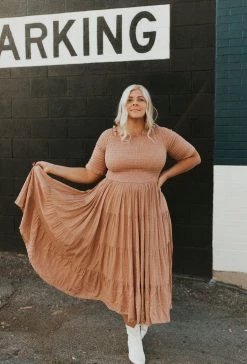 Henly Marlene Swiss Dot Midi In Mauve Dresses