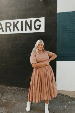 Henly Marlene Swiss Dot Midi In Mauve Dresses