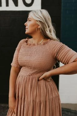 Henly Marlene Swiss Dot Midi In Mauve Dresses