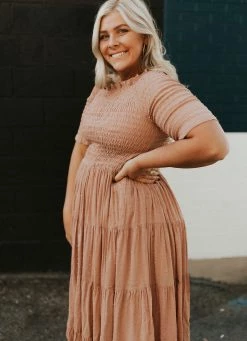 Henly Marlene Swiss Dot Midi In Mauve Dresses