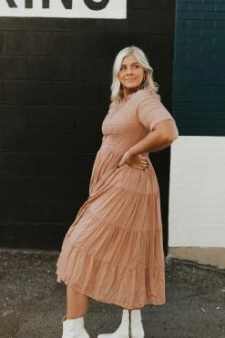 Henly Marlene Swiss Dot Midi In Mauve Dresses