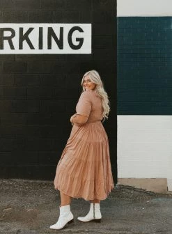 Henly Marlene Swiss Dot Midi In Mauve Dresses