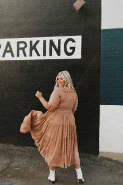 Henly Marlene Swiss Dot Midi In Mauve Dresses