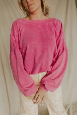 Henly *Cross My Heart Sweatshirt In Hot Pink XL/Plus Available