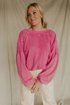 Henly *Cross My Heart Sweatshirt In Hot Pink XL/Plus Available
