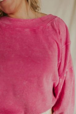 Henly *Cross My Heart Sweatshirt In Hot Pink XL/Plus Available