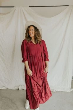 Henly *Fiore Maxi In Burgundy SALE