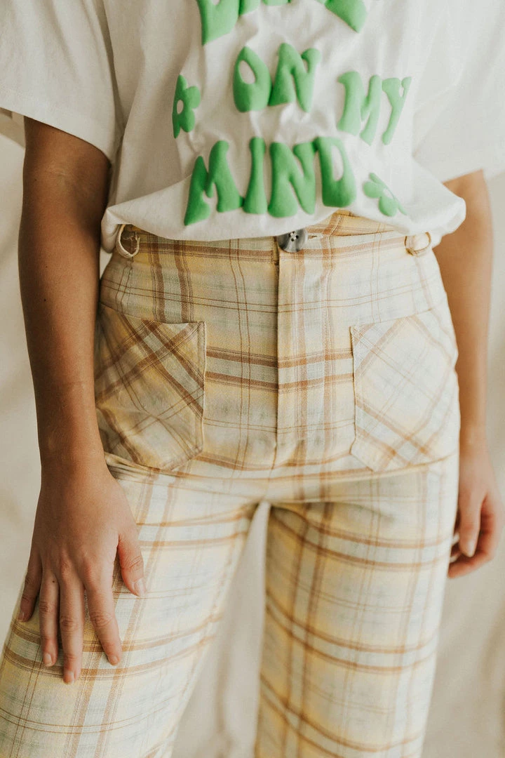 Henly *Capri Plaid Pants In Yellow SALE