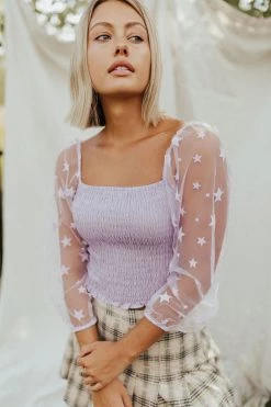 Henly SALE *Seeing Stars Smocked Blouse In Lilac