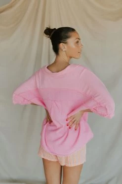Henly Block Party Gauze Top In Bubblegum