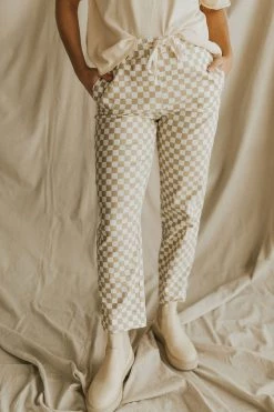 Henly Check Check Pants In Taupe Pants/Shorts