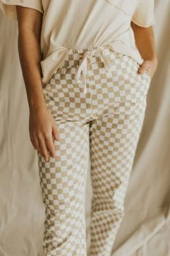 Henly Check Check Pants In Taupe Pants/Shorts