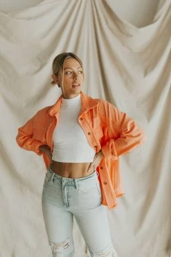 Henly SALE *The Classic Shacket In Neon Orange