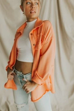 Henly SALE *The Classic Shacket In Neon Orange