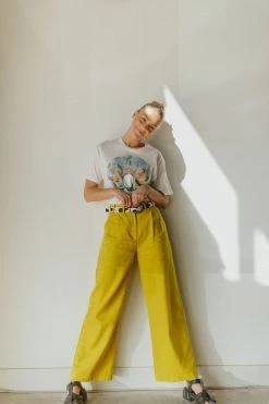 Henly Pants/Shorts Emily Linen Pants In Chartreuse