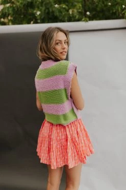 Henly Tops Free People Diamonds For Days Vest In Green Goddess Combo