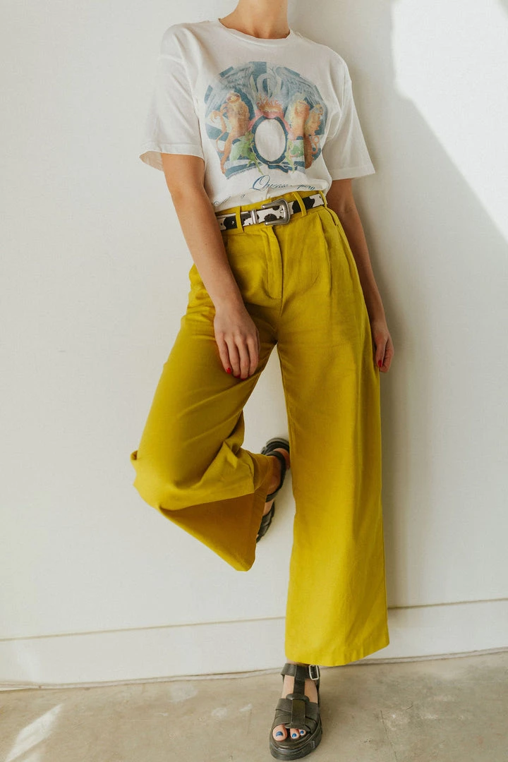 Henly Pants/Shorts Emily Linen Pants In Chartreuse