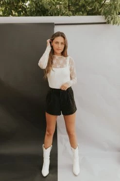 Henly Free People Roma Vegan Suede Shorts In Black Pants/Shorts