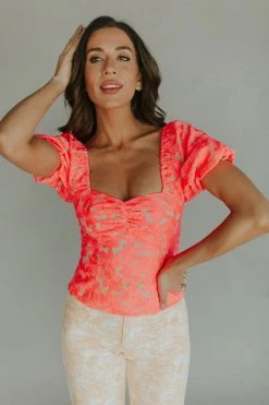 Henly Tops FLEURescent Pink Embroidered Blouse
