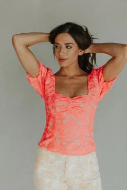 Henly Tops FLEURescent Pink Embroidered Blouse