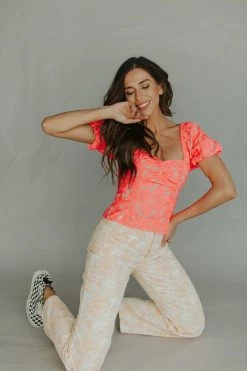 Henly Tops FLEURescent Pink Embroidered Blouse