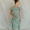 Henly Dresses Jenna Gauze Midi In Dark Sage